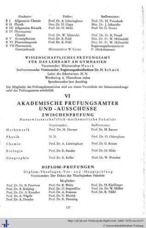 VI. Akademische Prüfungsämter- und -ausschüsse