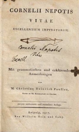 Cornelii Nepotis Vitae excellentium imperatorum