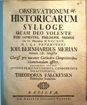 Observationum historicarum sylloge