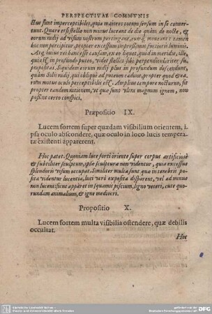 Praepositio IX. Lucem fortem super quaedam visibilium orientem, ipsa oculo abscondere, quae oculo in loco lucis temperatae existenti apparerent.