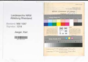 Entnazifizierung Karl Jaeger , geb. 05.12.1883 (Baurat)
