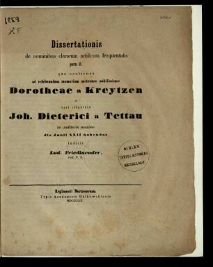Dissertatio de nominibus clarorum artificum frequentatis/Pars II (1859)