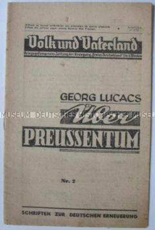 Kriegsgefangenen-Zeitung "Volk und Vaterland" mit einem Aufsatz von Georg Lucacs