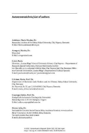 Autorenverzeichnis/List of authors