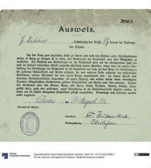 Spendenaufruf; Aufruf Nationalspende; Ausweis