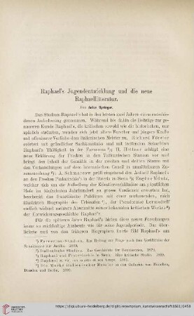 4: Raphael's Jugendentwicklung und die neue Raphaellitteratur