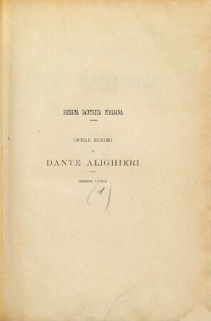 Opere minori, 1