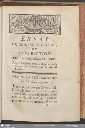 Discours Préliminaire Sur les Cristaux en général