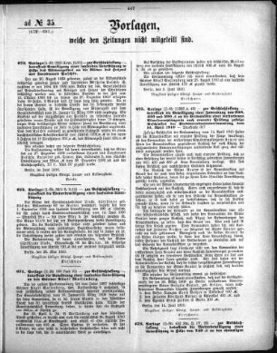 Anlage: ad No. 35 (672-681), Vorlagen, welche den Zeitungen nicht mitgeteilt sind