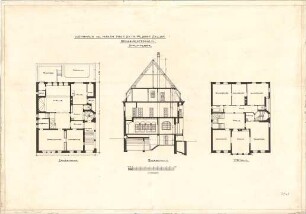 Fischer, Theodor; Stuttgart; Haus Dr. Zeller - Grundriss EG, Grundriss 1. OG, Querschnitt