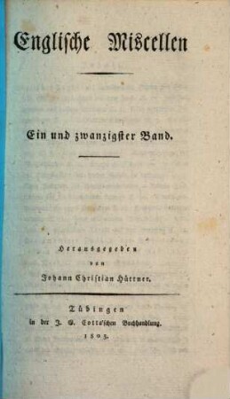Englische Miscellen. 21. 1805