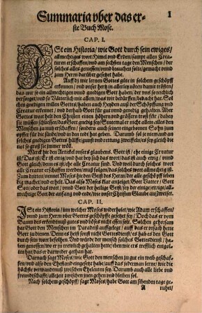 Summaria Vber die gantze Bibel : Darinn auffs kürtzte angezeigt wird, was am nötigsten ist, dem gemeinen Mann, auß allen Capiteln, zu wissen ... ; Mit fleiß von newem vbersehen vnd Corrigiert ; Mit eim newen Register
