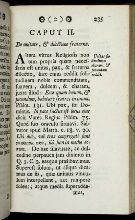 Caput II. De unitate, & dilectione fraterna.