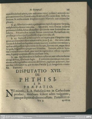Disputatio XVII. De Phthisi