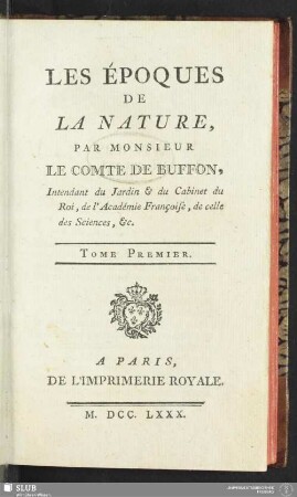 Tome 1: Les Époques De La Nature