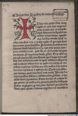 Jncipit liber Augustini de vanitate seculi