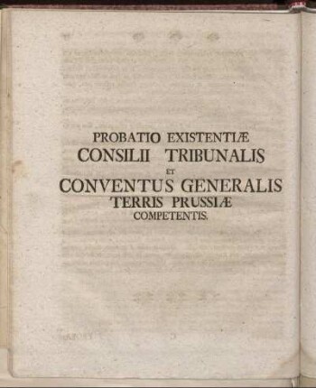 Probatio existentiae consilii tribunalis et conventus generalis terris Prussiae competentis.