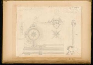 Gedenktafel Monatskonkurrenz Januar 1879: Rückansicht, 2 Querschnitte; Erläuterungstext