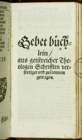 Gebetbüchlein.