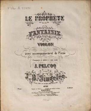 Le prophète : fantaisie ; pour violon avec accompagnement de piano ; op. 29