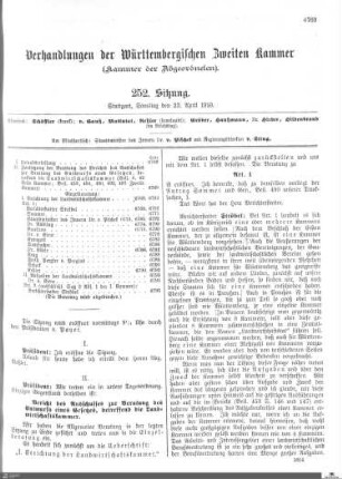 252. Sitzung, Stuttgart, 23.4.1910