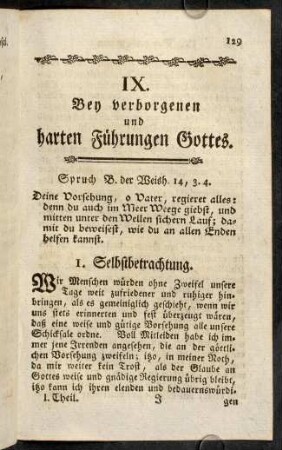129-144, IX. Bey verborgenen und harten Führungen Gottes.