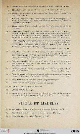 Sièges et meubles (Nr. 87-130)