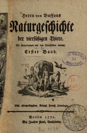 Herrn von Buffons Naturgeschichte der vierfüßigen Thiere. 1
