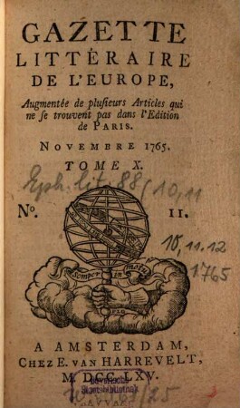 Gazette littéraire de l'Europe. 10. 1765, 11 - 12 (Nov. und Dez.)