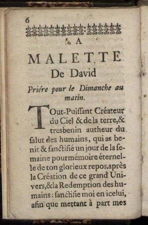 Priére pour le Dimanche au matin - Pour le Mardi au matin