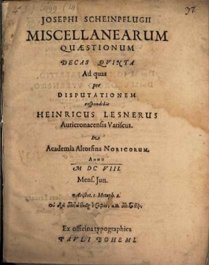 Miscellanearum quaestionum decas V.