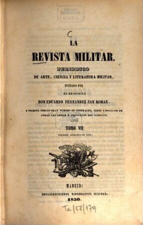 La revista militar : periódico de arte, ciencia y literatura militar, 7. 1850