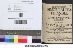Demonstratio Immortalitatis Animæ Ex Intima Eivs Natvra Dedvcta,
