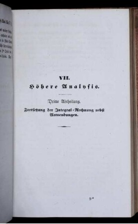 VII. Höhere Analysis.