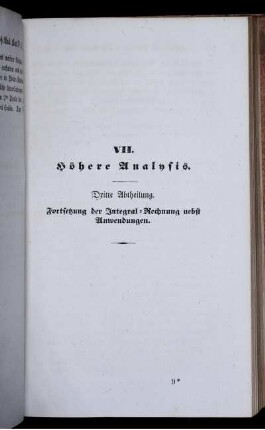 VII. Höhere Analysis.