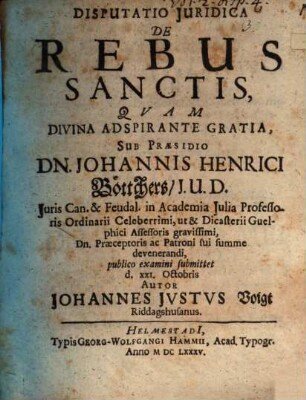 Disp. iur. de rebus sanctis