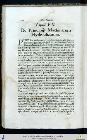 Caput VII. De Principiis Machinarum Hydraulicarum.