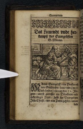 Das Leeuendt vnde herkumpft des Euangelisten S. Marcus.