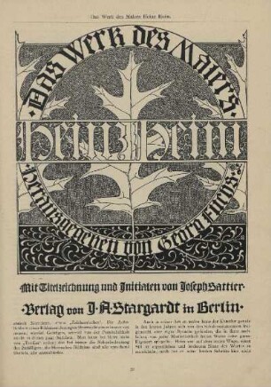 Das Werk des Malers. Heinz Heim. Herausgegeben von Georg Furys