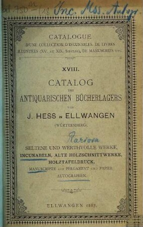 Katalog. 18. 1887