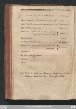 Personnages. Acteurs.