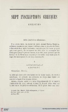 N.S. 9.1864: Sept inscriptions grecques inédites : stèles funaires athéniennes