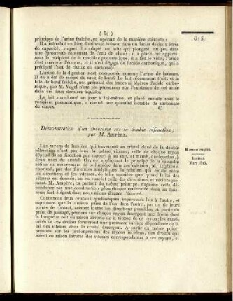 Démonstration d'un théorème sur la double réfraction