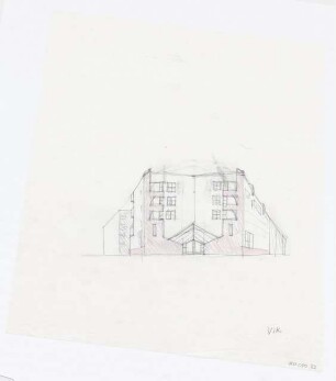 Wohnhaus und Gemeindehaus am Viktoria-Luise-Platz, Berlin-Schöneberg: Skizze Perspektivische Ansicht