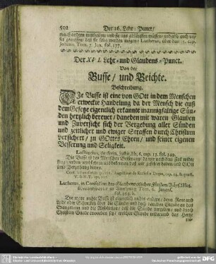Der XVI. Lehr- und Glaubens-Punct. Von der Busse, und Beichte