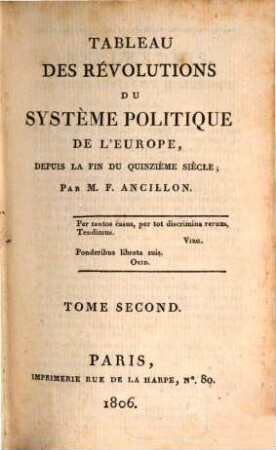 Tableau des révolutions du système politique de l'Europe : depuis la fin du quinzième siècle, 2