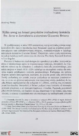 5: Kilka uwag na temat projektów rozbudowy kościoła Św. Jana w Jarosławiu autorstwa Giacomo Briana