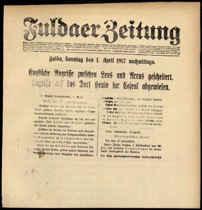 Ausgabe vom Sonntag, den 01. April 1917.
