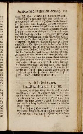 7. Abtheilung. Hauptveränderungen bey uns.