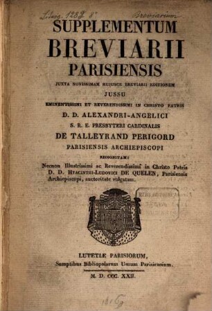 Supplementum Breviarii Parisiensis